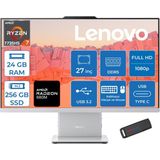 Lenovo Ideacentre Aıo 27ARR9 Amd Ryzen 7 7735HS 24GB Ddr5 256GB SSD Freedos Radeon 680M 27 Inç Fhd (1920X1080) IPS 300NITS Bulut Gri All In One Bilgisayar ICF0HQ008GTRF06 + Zetta Flash Bellek