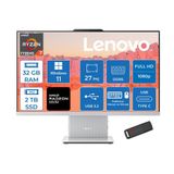 Lenovo Ideacentre Aıo 27ARR9 Amd Ryzen 7 7735HS 32GB Ddr5 2tb SSD Windows 11 Home Radeon 680M 27 Inç Fhd (1920X1080) IPS 300NITS Bulut Gri All In One Bilgisayar ICF0HQ008GTRH14 + Zetta Flash Bellek