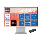Lenovo Ideacentre Aıo 27ARR9 Amd Ryzen 7 7735HS 64GB Ddr5 2tb SSD Freedos Radeon 680M 27 Inç Fhd (1920X1080) IPS 300NITS Bulut Gri All In One Bilgisayar ICF0HQ008GTRF29 + Zetta Flash Bellek