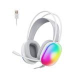 Lenovo Lecoo HT409 Beyaz USB Kablolu RGB LED Aydınlatmalı Mikrofonlu Kulak Üstü Gaming Oyuncu Kulaklık