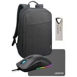 Lenovo M210 Rgb Oyuncu Mouse + Legion Mouse Pad + Lenovo B210 Sırt Çantası + Adata 32GB UV210 Flash Bellek 4’lü Set - Siyah
