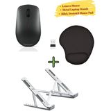 Lenovo Mouse Kablosuz GY50R91293, Metal Laptop Standı, Bilek Destekli Mousepad - Çok Renkli