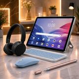 Lenovo Tab 4GB/128 GB 10.1"inch Tablet+Şeffaf Kılıf+Mavi Klavye ve Mouse+Kalem+Siyah Kulaklık+Çanta Hediyeli - Açık Mavi