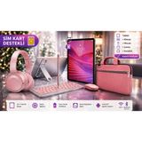 Lenovo Tab 4gb/128 GB 10.1"inch(Sim Kart Destek'li) Tablet+Şeffaf Kılıf+Klavye ve Mouse+Kalem+Kulaklık+Taşıma Çantası - Pembe