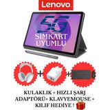 Lenovo Tab K11 Gen 2 Simkart Uyumlu Wi-Fi + Lte Android 11 Inç 8 GB 128 GB Tablet Kılıf+Klavyemouse+Adaptör+Kulaklık Hediye! - Gri - SİMKART