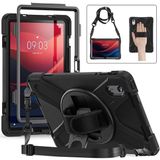 Lenovo Tab M11 TB-330FU ile Uyumlu Tank Zırh Elgeçmeli Ipli Defender Tablet Silikon Kılıfı - Siyah
