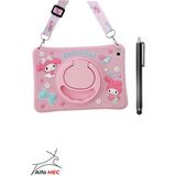 Lenovo Tab TB311FU 10.1" Inç Uyumlu Cute Dolls Kılıf Standlı Eğlenceli Koruma+Tablet Kalem - Pembe