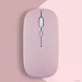 Lenovo Tablet Şarj Edilebilir Sessiz Mouse Bluetooth + 2.4Hz Wifi Kablosuz Mouse Fare Pembe