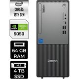 Lenovo Thinkcentre Neo 50T i5 13400 RTX 5050 8GB Masaüstü Bilgisayar 64GB RAM 4TB SSD Win11 Home + Per4 USB 12UB000BTRP576