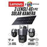 LENOVO x Opticam W14CZ4G Smart Solar 4G Kamera 256gb hafıza kartı desteği 3+3+3 MP Uzaktan Döner 3 Kamera
