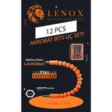 Lenox 12 Parça Akrobat Bits Uç Seti Esnek Vidalama Aparatı Manyetik Uzatma Ucu Tornavida Seti