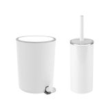 Lenox 5 Lt Pedallı Banyo Çöp Kovası Tuvalet Fırçası Set Beyaz 2'li