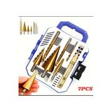 Lenox Tools 7 Parça Spiral Kademeli Matkap Ucu Seti Sac Delme Hss Titanyum Kaplama Metal Ahşap Plastik