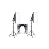 Lens 50x70 Softbox 50 wat Güçlü Led Ampullü Youtube Video ve Fotoğraf 2li Softbox Sürekli Işık Seti
