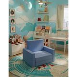 Lensa Home Çocuk Koltuğu Komple Sünger Katlanabilir Yataklı - Çocuk Minderi 0-4 Yaş Mavi - 45 x 95 x 10 cm
