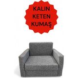 Lensa Home Çocuk/bebek Mini Koltuğu Katlanabilir Yataklı Komple Sünger (0-6 Yaş) Keten Kumaş - 50 x 120 cm