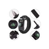 Lenscape Dijital Saatli Pusula Düdük Cam Kırıcı Magnezyum Çubuklu Fonksiyonel Paracord Bileklik