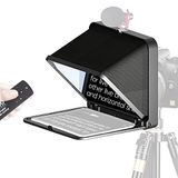LENSGO Taşınabilir Teleprompter, 8 inçe kadar akıllı telefon tabletleri için, uzaktan kumandalı, kamera ve akıllı telefon ile çalışır, video çekimi, çevrimiçi ders, canlı yayın röportajı için (siyah)