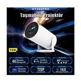 Lensun HY300 Pro 4K Taşınabilir Sinema Projeksiyon 1280*720P Ev Sineması Android Akıllı Projektör - Beyaz