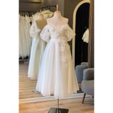 Lenta Moda Beyaz Drapeli Çiçekli Karolin Etek Midi Parti Elbisesi
