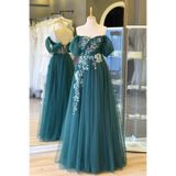 Lenta Moda Zümrüt Yeşil Üç Boyutlu Renkli Dantel Kaplama Abiye ve Gece Elbisesi