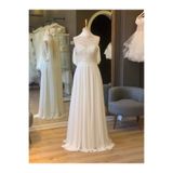 Lenta Wedding Beyaz Şal Detaylı Şifon Nişan Ve Gece Elbisesi