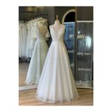 Lenta Wedding Beyaz Simli Drepa Detaylı Maxi Boy Nişan Ve Gece Elibisesi