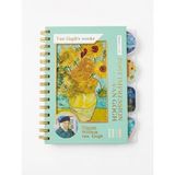 Lento Desing Van Gogh Tasarımlı Spiralli Ayraçlı Çizgili Özel Tasarım Not Defteri / Ajanda - Yeşil