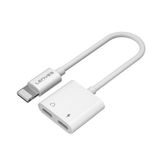 Lenyes AX92 Lightning To Lightning 2in1 Şarj ve Kulaklık Dönüştürücü Adaptör Beyaz