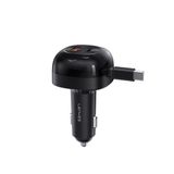 Lenyes CA59 Pd 60W Type-C Kablolu Hızlı Şarj Özellikli Type-C + Usb-A Portlu Araç Şarj Aleti Siyah