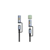 Lenyes LC111 Çoklu Şarj Kablolu Fener ve Çakmaklık Özellikli 4in1 Kablo 60W 1m Gri