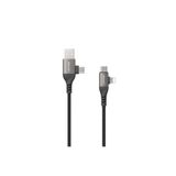 Lenyes LC501 4in1 USB-A+USB-C to USB-C+Lightning Şarj ve Data Kablosu, 60W, 1M, Gri