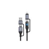Lenyes LC542 Dijital Göstergeli 4in1 USB-A to Type-C + Type-C to Lightning, 100W, 1M, Siyah