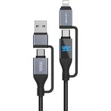 Lenyes LC542 Dijital Göstergeli 4in1 Usb-A - Type-C + Type-C To Lightning 100W 1m Siyah