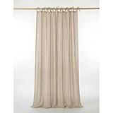 Leo Boutique Curtain Bej Renk Keten Rustik Tül Perde - Bağcıklı(tie Top) Dikim - Pilesiz Doğal Görünüm - Kişiselleştirilebilir Özel Ölçü
