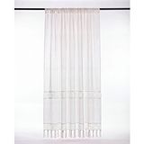 Leo Boutique Curtain Dantel Püsküllü Ekru Tül Perde Rod Pocket Dikim Kişiselleştirilebilir Özel Ölçü