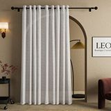 Leo Boutique Curtain Ekru Renk Rustik Keten Tül Perde - Siyah Halkalı Grommet Dikim - Kişiselleştirilebilir Özel Ölçü
