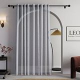 Leo Boutique Curtain Gri Renk Rustik Keten Tül Perde - Siyah Halkalı Grommet Dikim - Kişiselleştirilebilir Özel Ölçü Gri Renk Rustik Keten Tül Perde - Siyah Halkalı Grommet Dikim