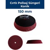 Leo Premium Konik Cırtlı Polisaj Süngeri 150 x 125 x 25 mm (Ortası Delik) - Bordo