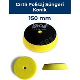 Leo Premium Konik Cırtlı Polisaj Süngeri 150 x 125 x 25 mm (Ortası Delik) - Sarı
