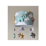Leobabyroom Mint Yeşil Bulut Desenli Fil Aslan Zürafa Ayıcık Oyuncaklı Kız/Erkek Çocuk Odası Tasarım Avize