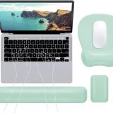 Leolee Mouse Pad Bilek Desteği ve Klavye Bilek Dayanağı, Kaymaz PU Tabanlı, Bellek Köpüğü, Ağrı kesici Ergonomik Mouse Pad Seti, Bilgisayar, Dizüstü Bilgisayar, Oyun ve Ofis için