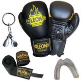 Leon Blade Training Siyah Boks Eldiveni Bandaj Dişlik Anahtarlık Seti