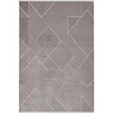 Leon Ln002z Gri Halı Modern Desen Pamuk Taban Akrilik Tozuaz Salon Yatak Odası Koridor Halısı 160 X 230 Grı