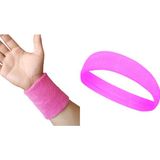 Leon Sporcu Saç Bandı + Bileklik Seti Havlu Ter Bandı - Standart - Açık Pembe