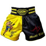Leon Warrior Muay Thai ve Kick Boks Şortu Profesyonel Ürün BYL1005 (Siyah-Sarı, 2XL)