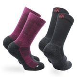 LEONARDO Kids Merino Yünü Outdoor Yürüyüş Çocuk Çorabı 2'li Paket Siyah/Magenta 27/30