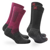 LEONARDO Merino Yünü Outdoor Yürüyüş Çorabı 2'li Paket Siyah/Magenta 39/42