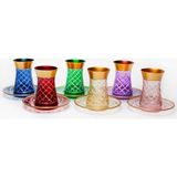 Leonarte Casa 6 Kişilik Bohemia Kristal Çay Takımı Falsus - 6 Adet - Renkli - 150 ml
