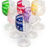 Leonarte Casa Bohemia Kristal Hybrıd 150ML Renkli Kesme Kahve Su Bardağı